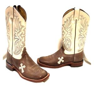 Tony Lama Bone Cross Inlay Boots